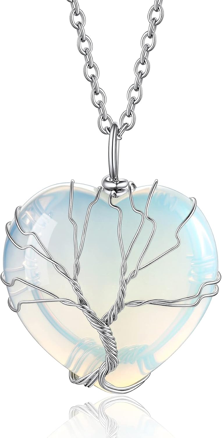 Bestyle Collar de cristal curativo envuelto en árbol de la vida, co...