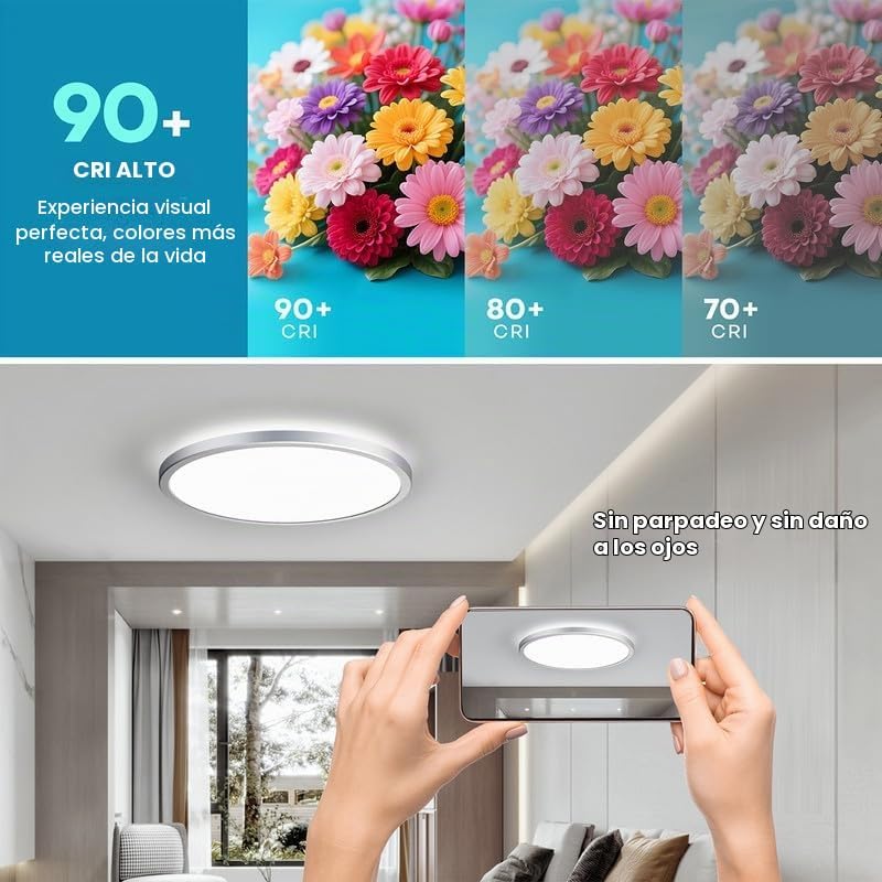 BLNAN Lámpara de techo LED regulable con control remoto, 12 pulgada...