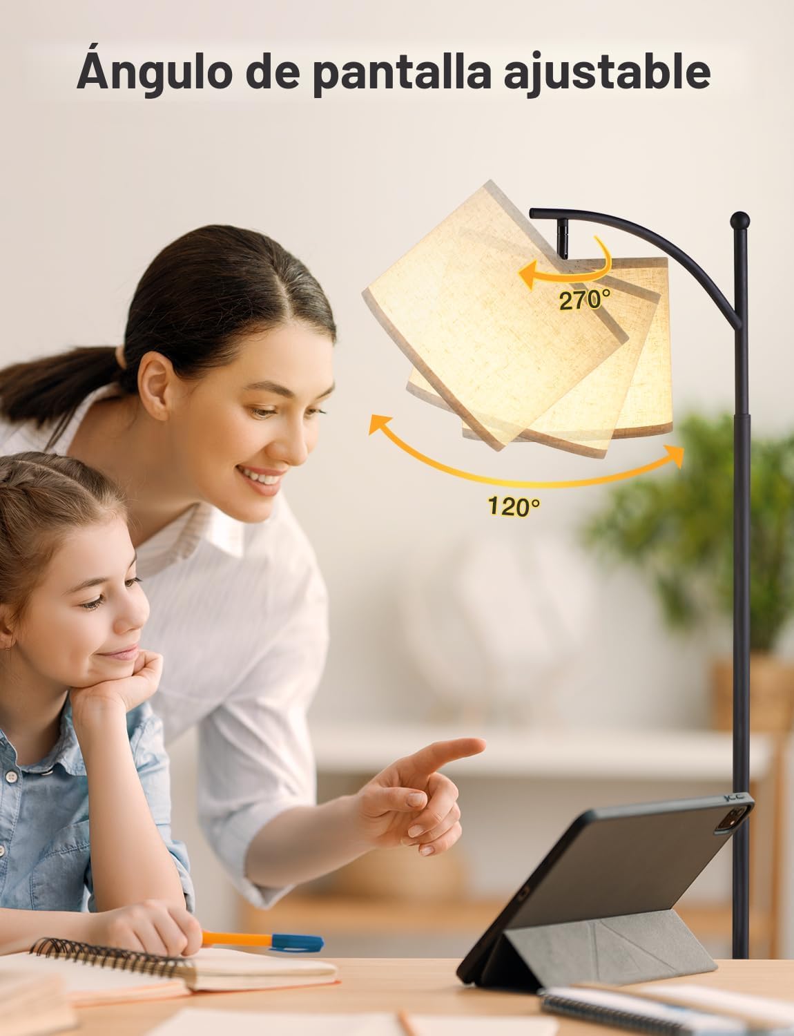 Lámpara de pie moderna Ambimall de 60" con pantalla beige, bombilla...