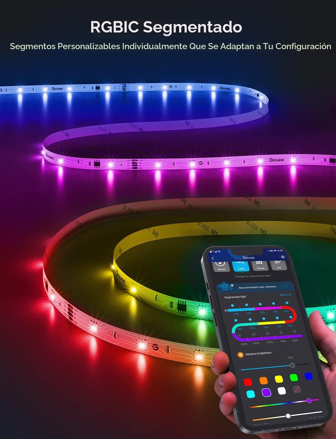 Govee RGBIC - Tira de luces LED inteligentes de 32.8 pies para dorm...