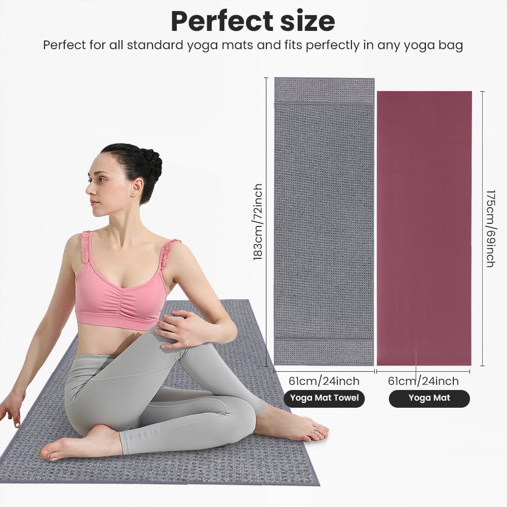 flintronic Toalla de yoga, toalla de esterilla de yoga con puntos d...