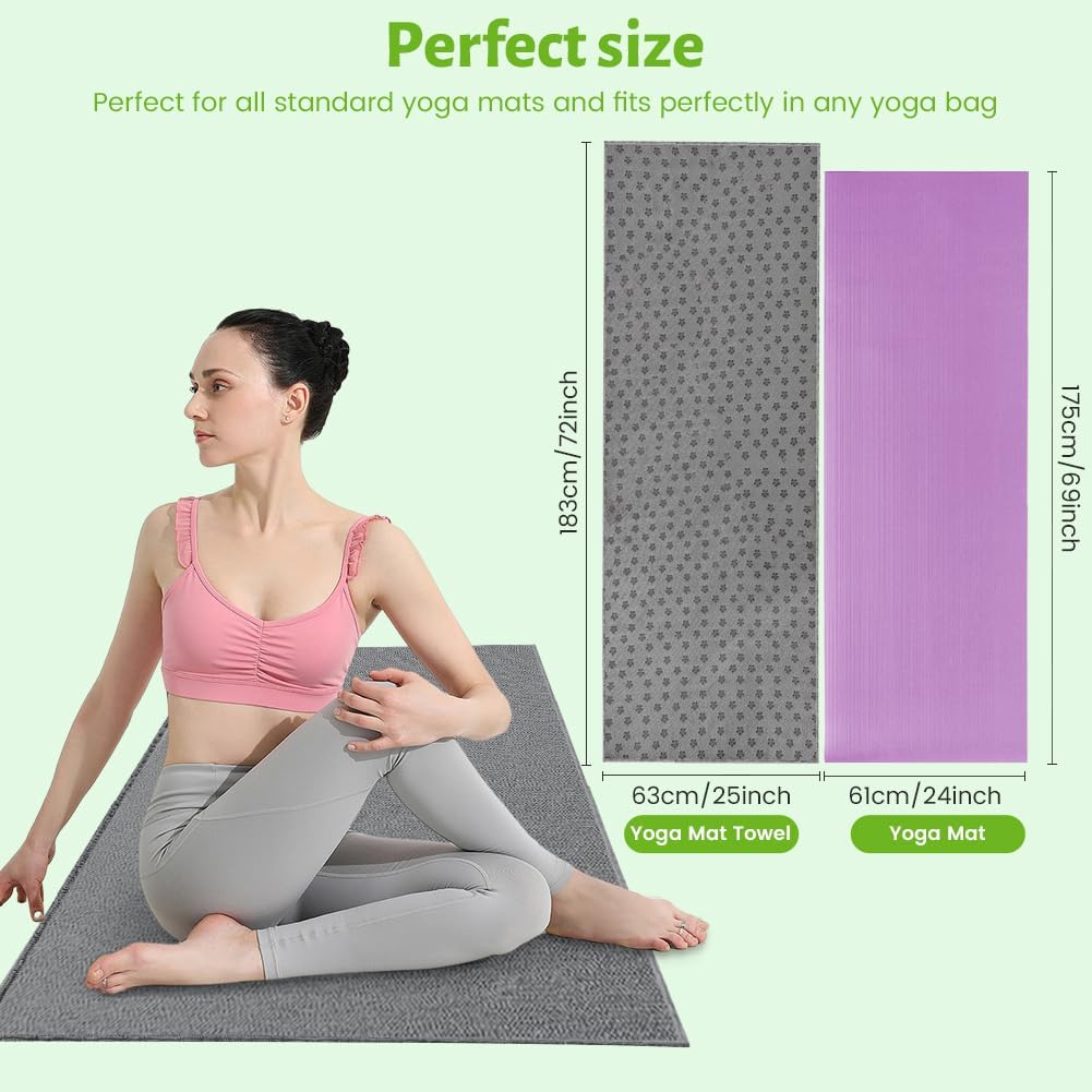flintronic Toalla de yoga, toalla de esterilla de yoga con puntos d...