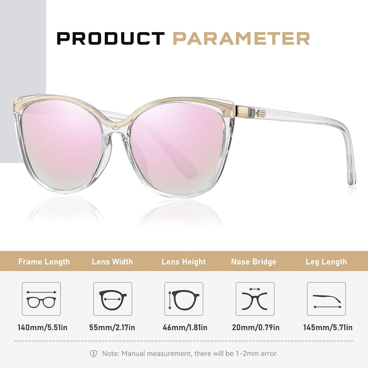 Colrea Gafas de Sol Modernas con Forma de Ojo de Gato para Mujer, E...