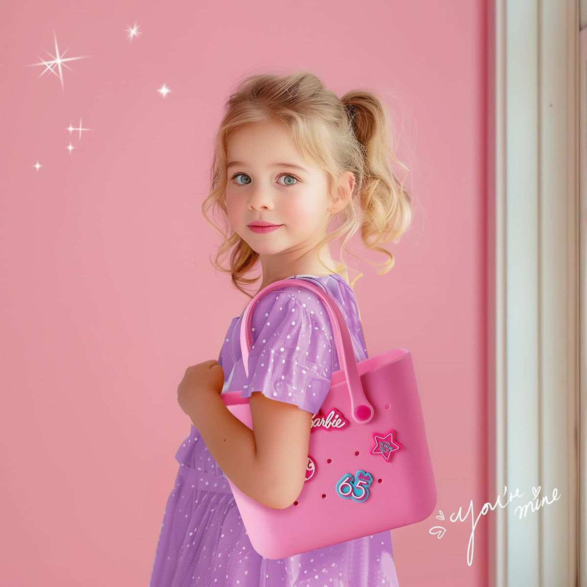 MINISO Barbie - Bolsa de mano reutilizable de goma pequeña, imperme...