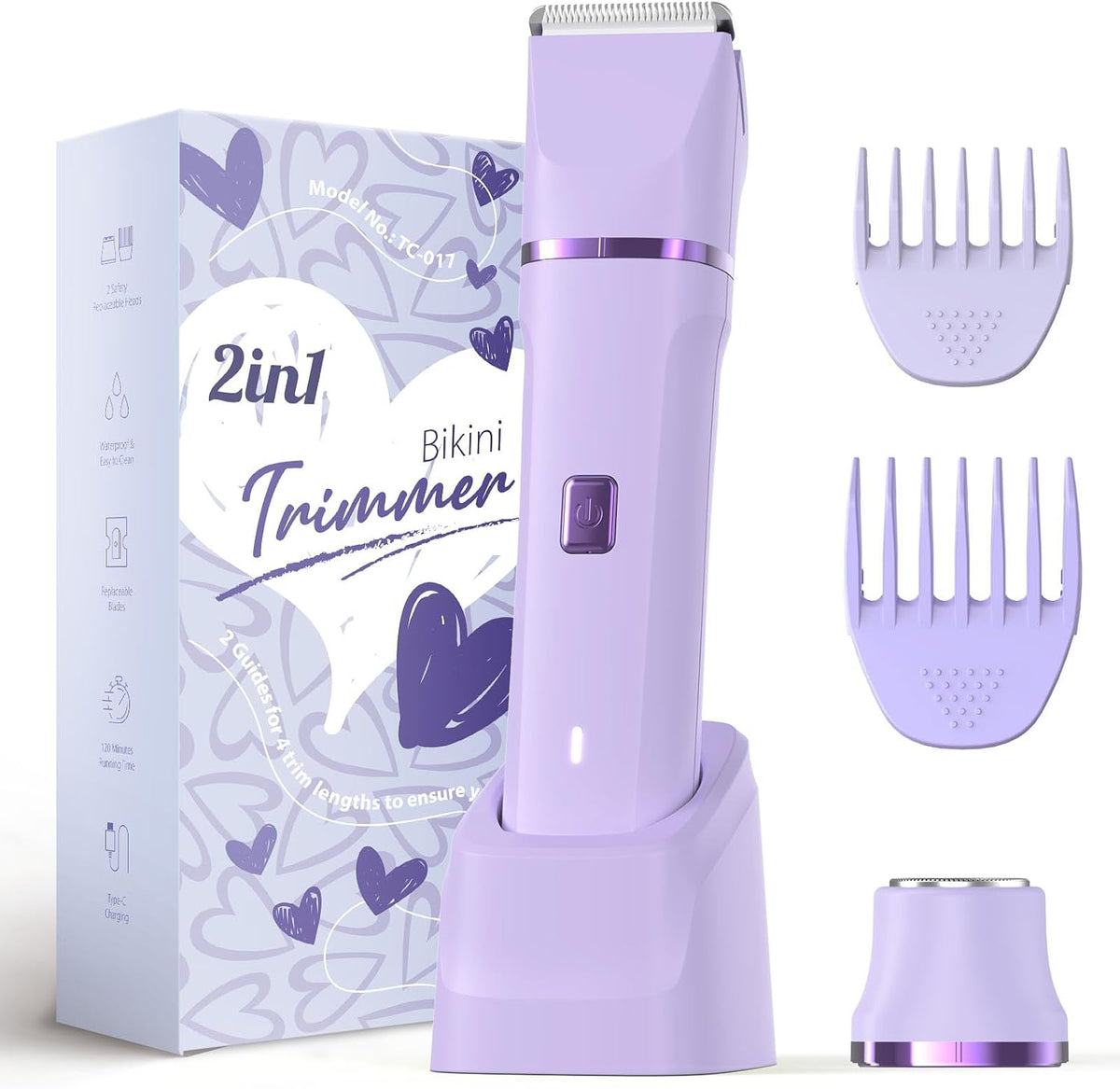 Risina Recortadora de bikini 2 en 1 para mujer, maquinilla de afeit...