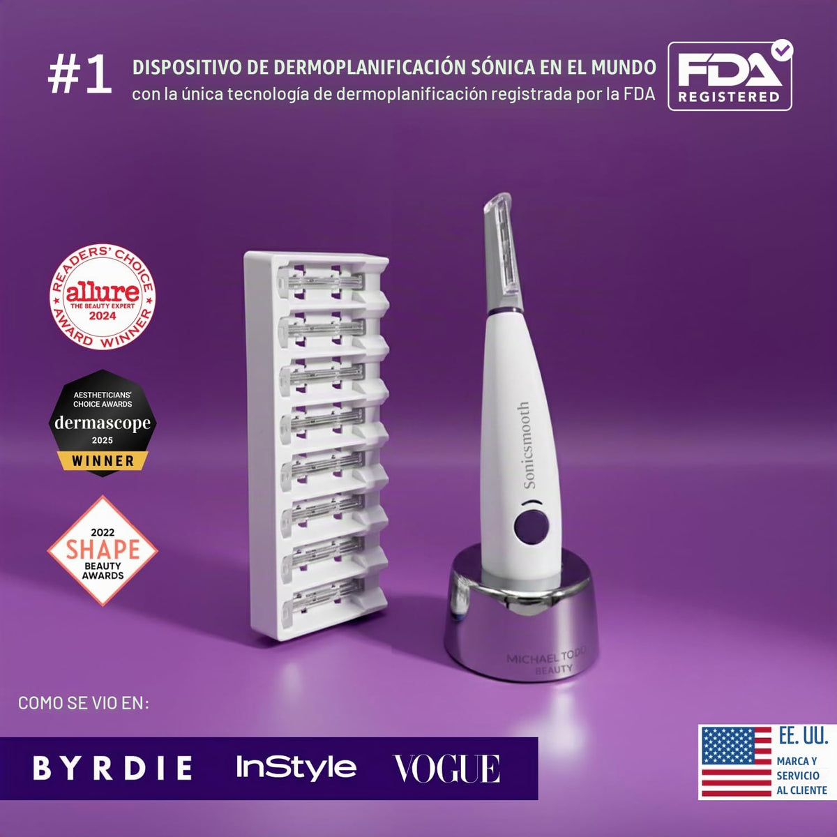 Michael Todd Beauty Sonicsmooth Dermaplane Razor para la cara de la...