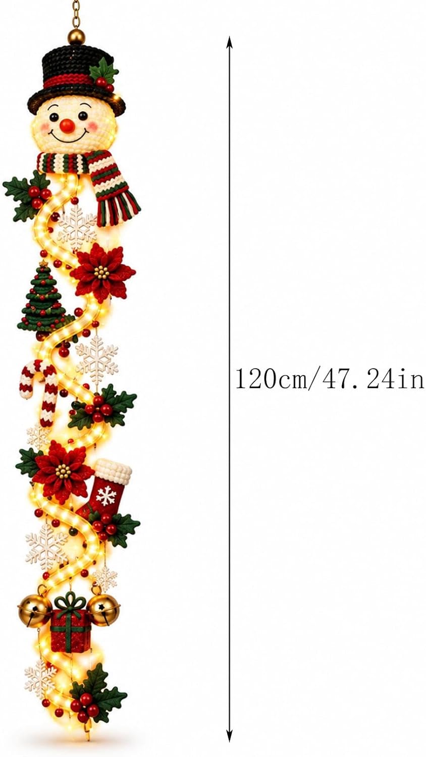 2 colgadores de puerta de Navidad iluminados con muñeco de nieve, l...