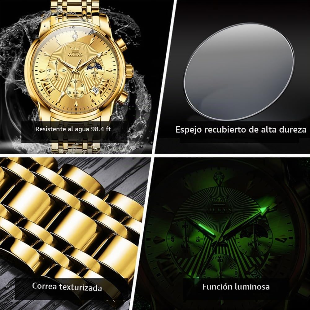 OLEVS Relojes para hombre Relojes de cronógrafo de fácil lectura lu...