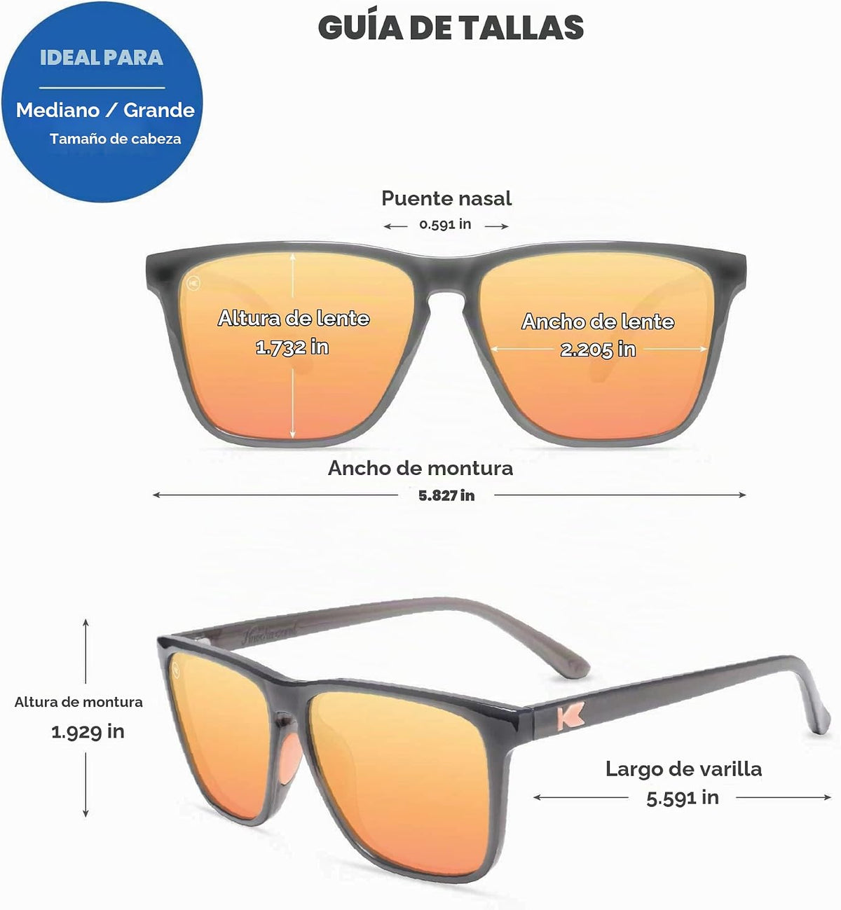 Knockaround Gafas de sol polarizadas cuadradas para hombres y mujer...