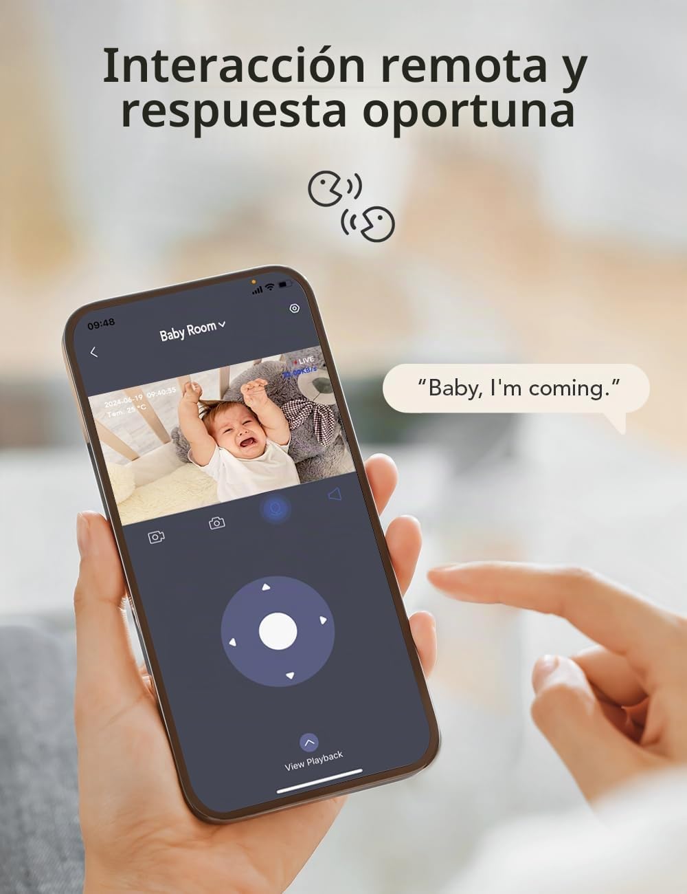 Nooie Monitor de bebé WiFi inteligente 2K con cámara y audio, contr...