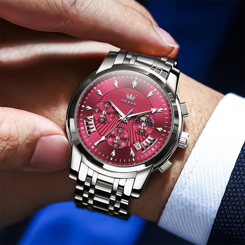 OLEVS Relojes para hombre Relojes de cronógrafo de fácil lectura lu...