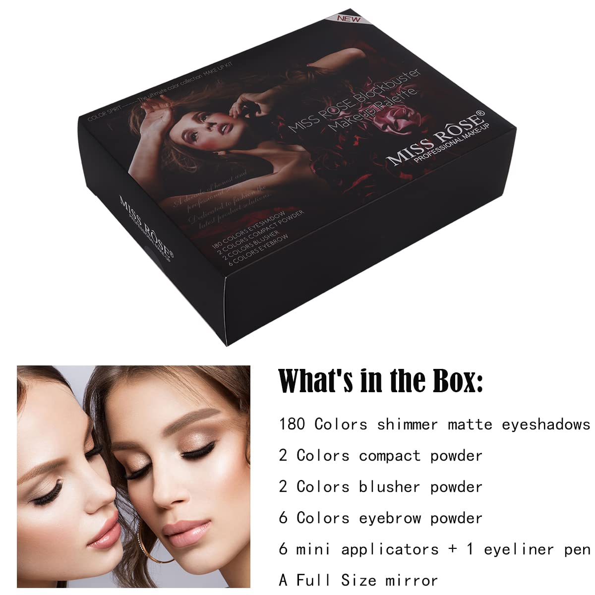MISS ROSE Juego de caja de piano de maquillaje cosmético de 190 col...