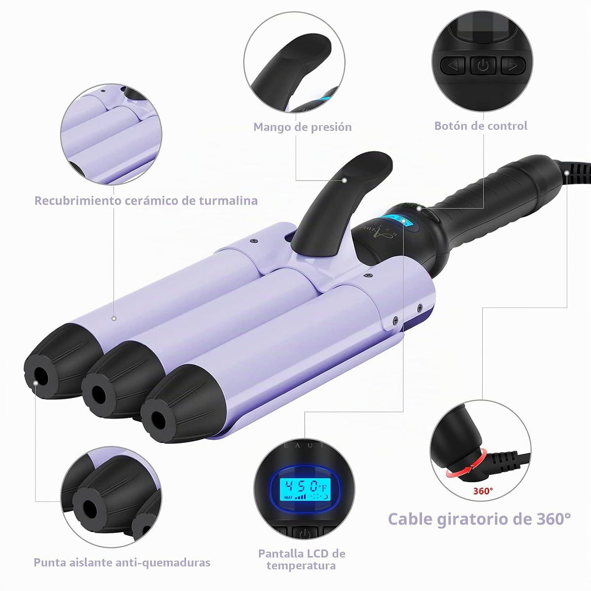 Aima Beauty Plancha rizadora de ondas de sirena de 32 mm (1.25"...