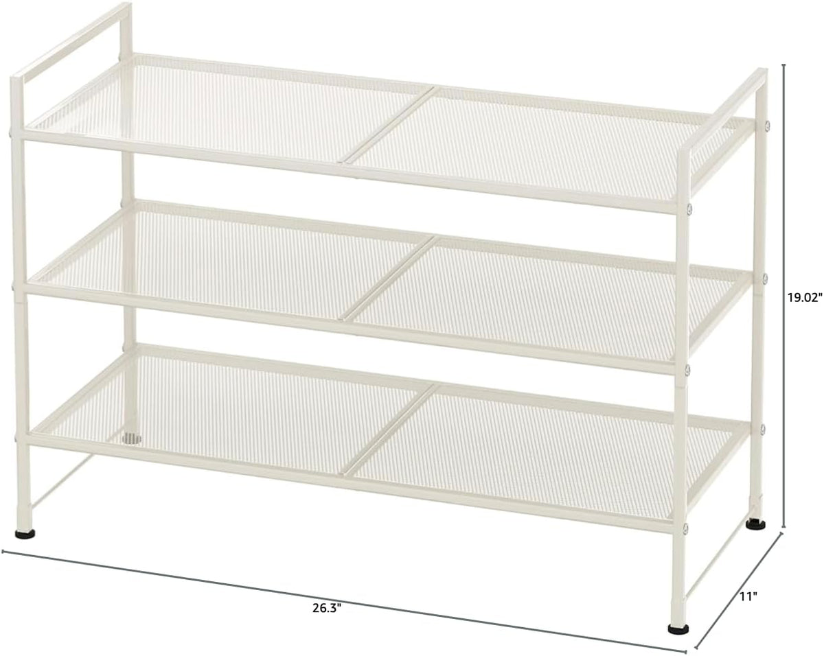 Simple Houseware Zapatero apilable de malla de 3 niveles, color bla...