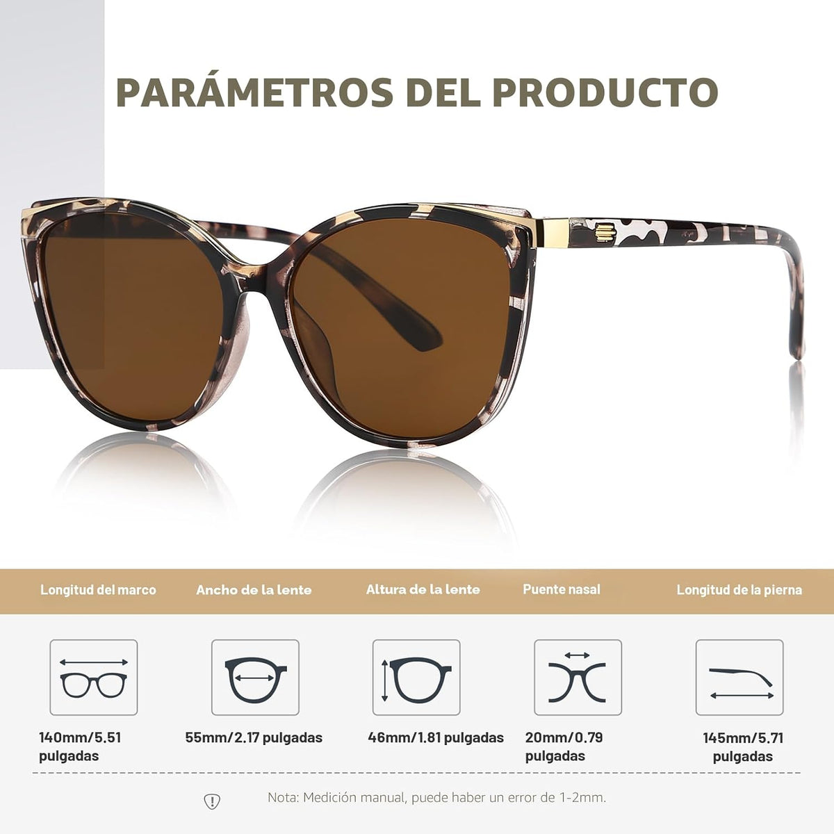 Colrea Gafas de Sol Modernas con Forma de Ojo de Gato para Mujer, E...