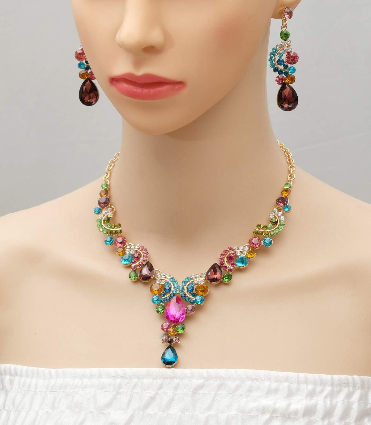 CSY Elegantes conjuntos de joyas de cristal para accesorios de vest...