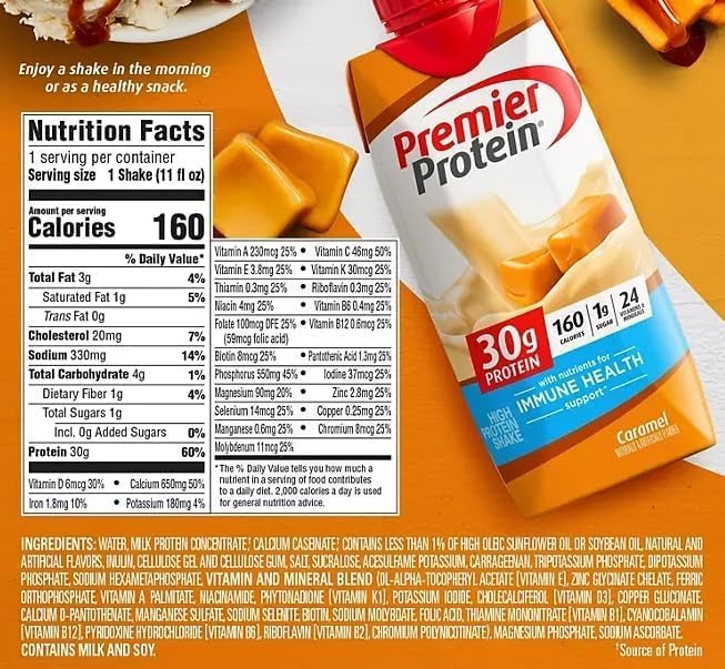 Premier Protein Premier Caramel - Batido alto en proteínas, 11 onza...