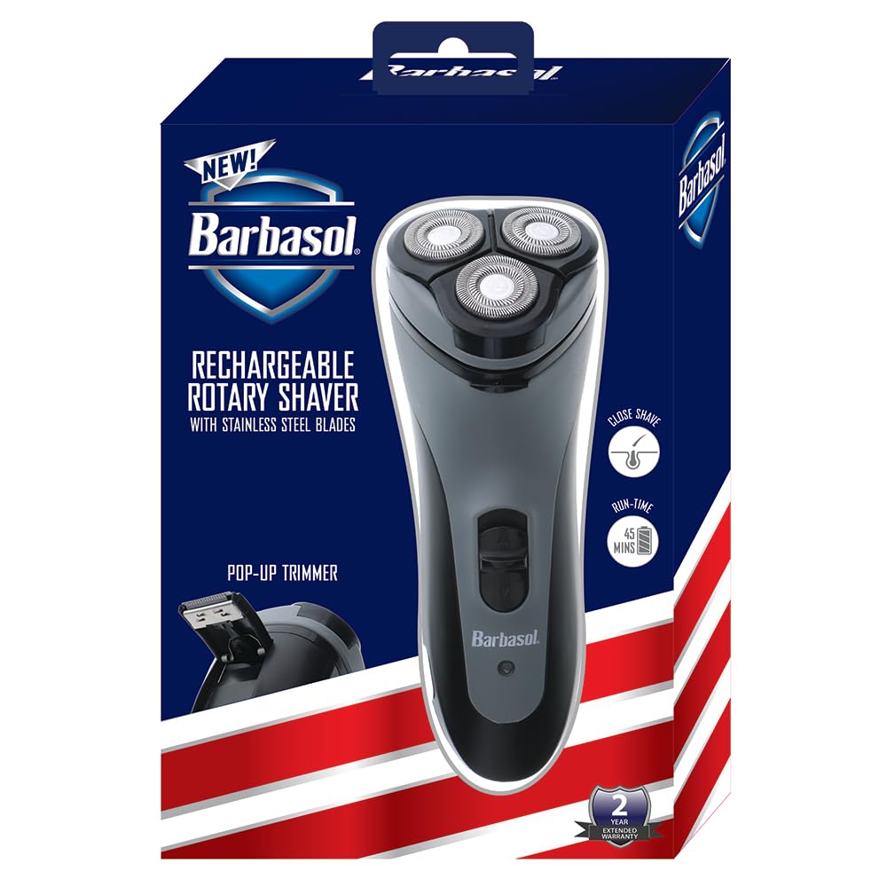Barbasol - Afeitadora rotativa eléctrica, recargable con cuchillas...