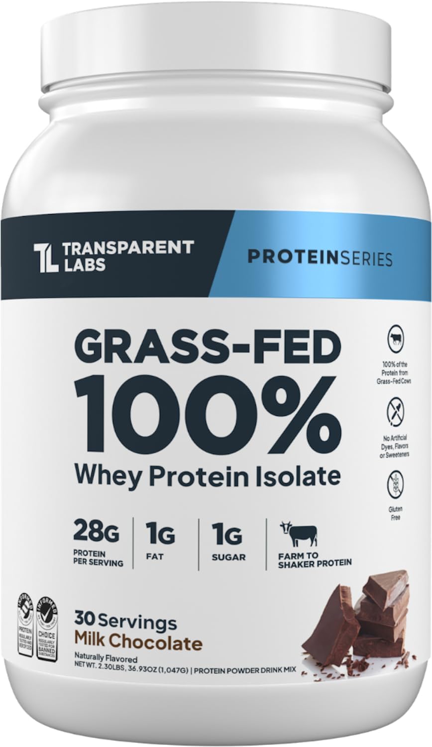 Transparent Labs Proteína de suero aislada alimentada con pasto - P...