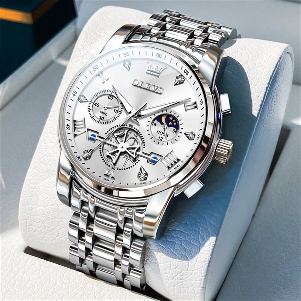 OLEVS Relojes para hombre, resistente al agua, de lujo, gran cara,...