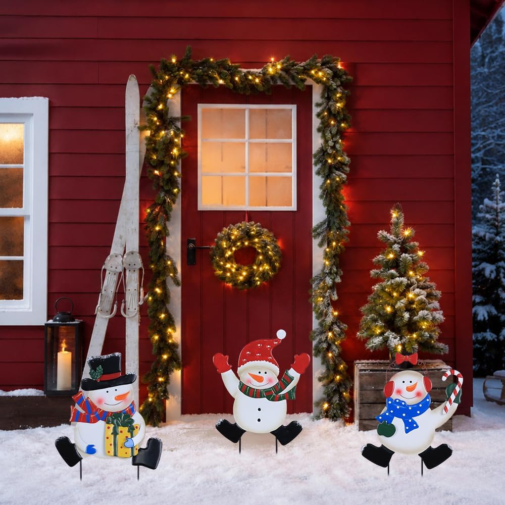 YEAHOME Decoraciones Navideñas para Exteriores, 3 Estacas Decorativ...