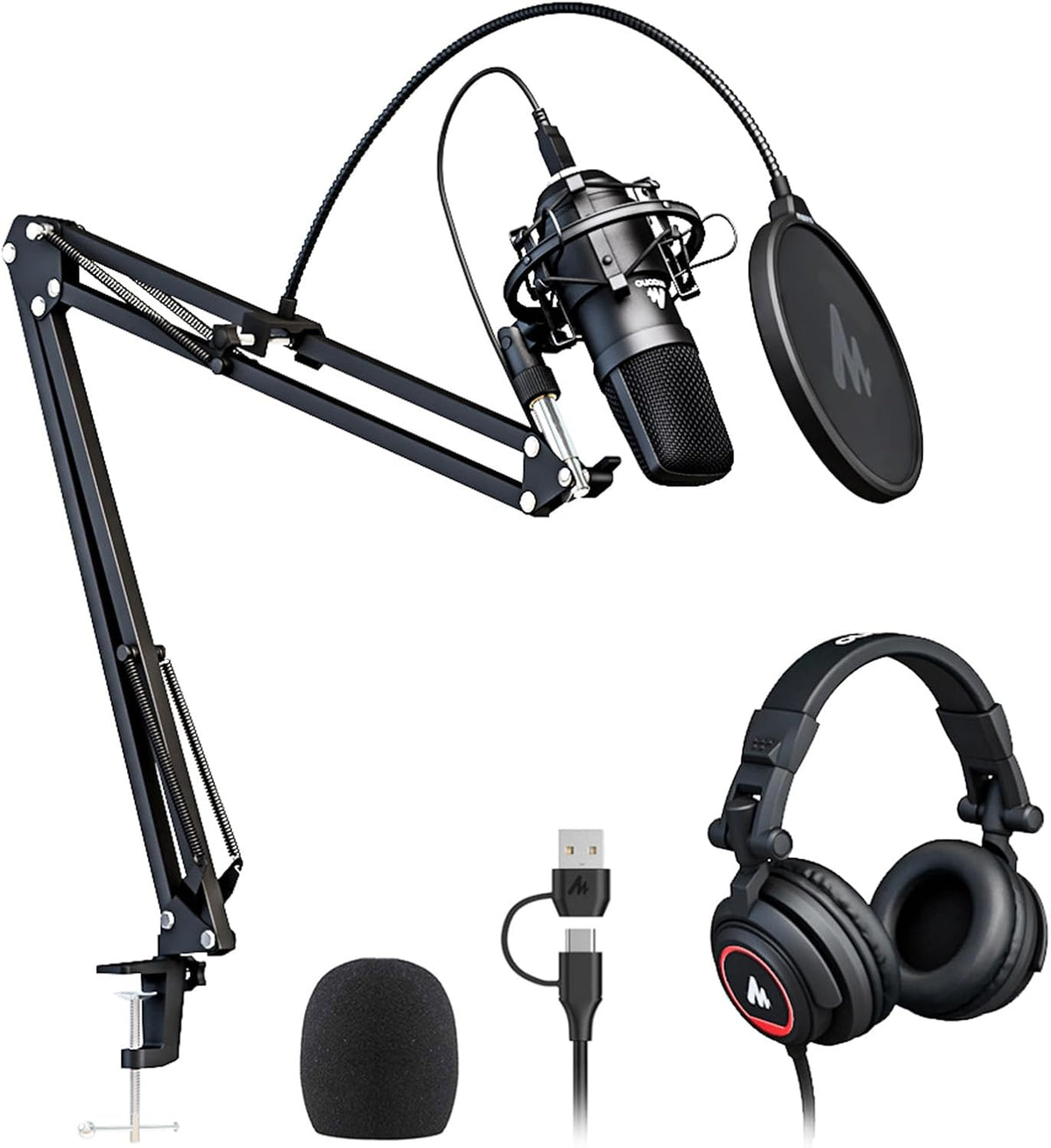 MAONO AU-A04H Kit de micrófono USB con auriculares para PC, podcast...