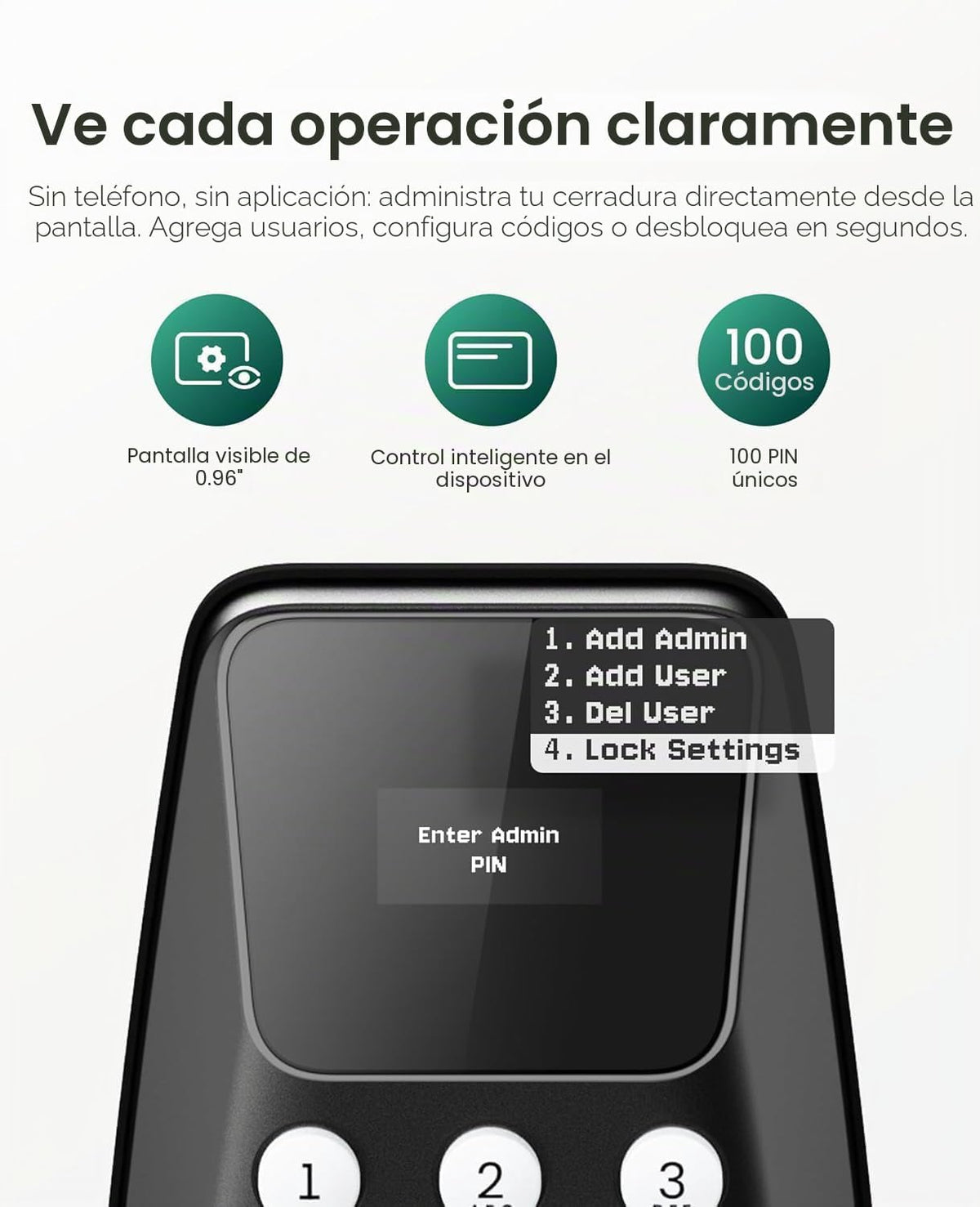 DESLOC Cerradura de puerta de entrada sin llave C100 con pantalla v...