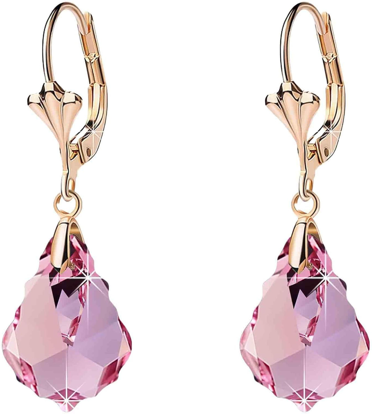 Aretes de cristal austriaco barroco con cierre de palanca para muje...