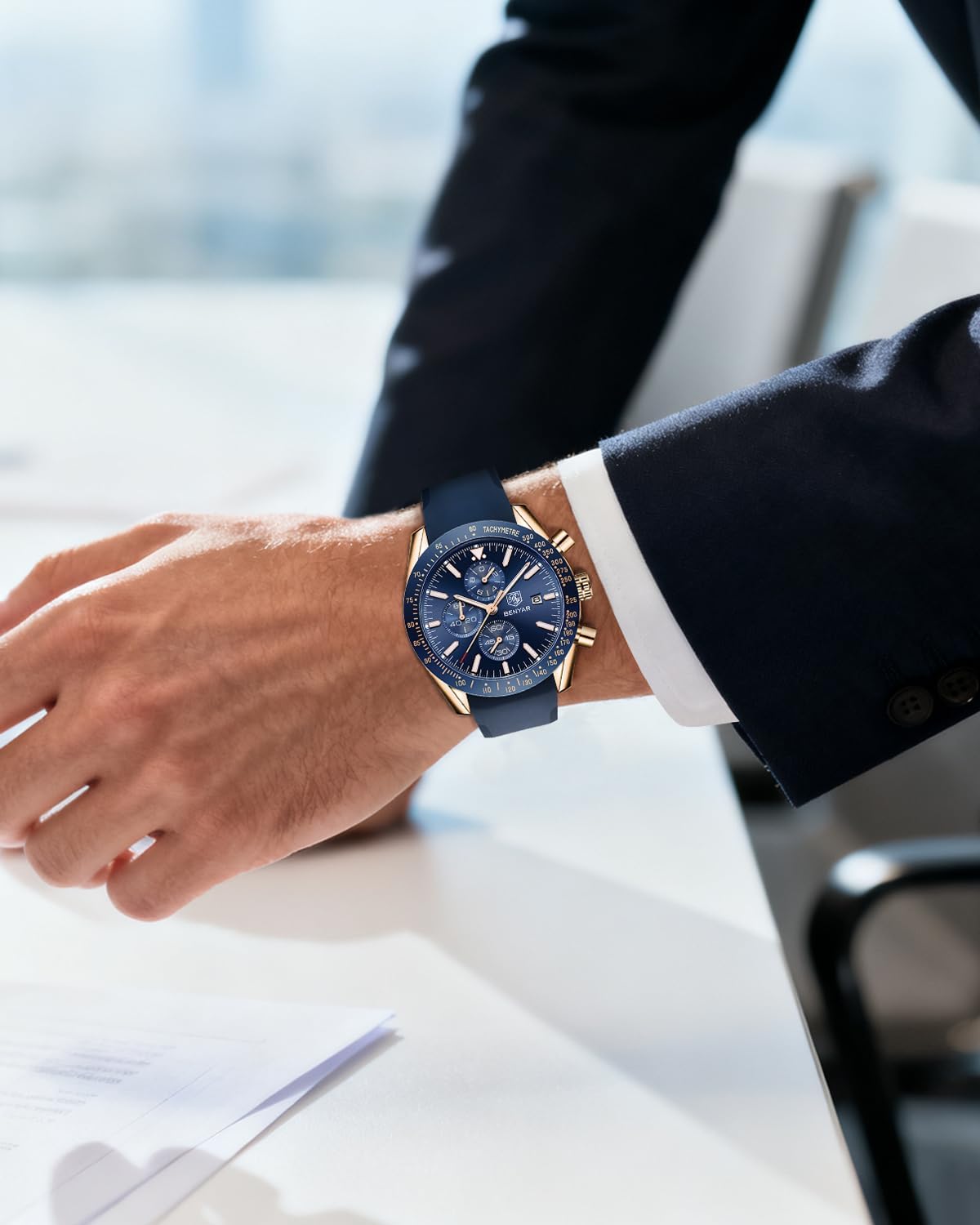BENYAR Reloj para hombre analógico cronógrafo de cuarzo, impermeabl...