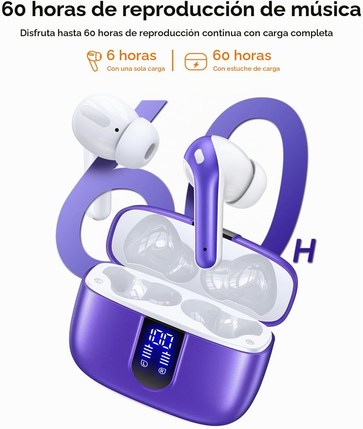 TAGRY Auriculares Bluetooth Verdaderamente Inalámbricos 60H Reprodu...