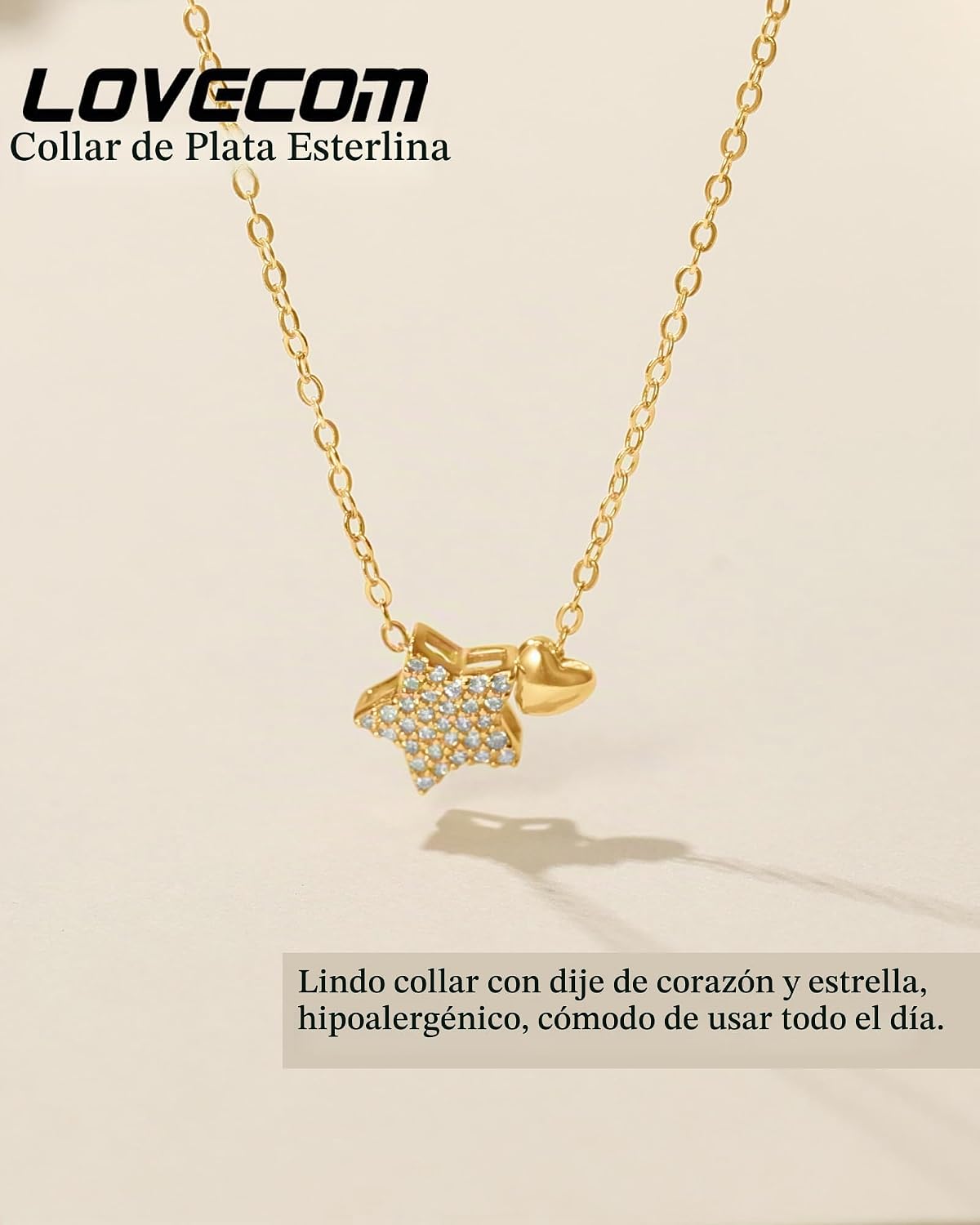 LOVECOM Collar de plata de ley S925 con corazón para mujer, delicad...