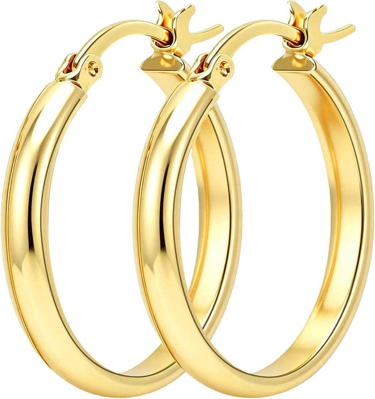 Aretes de oro de 14 quilates para mujer, diseño plano, aretes de ar...