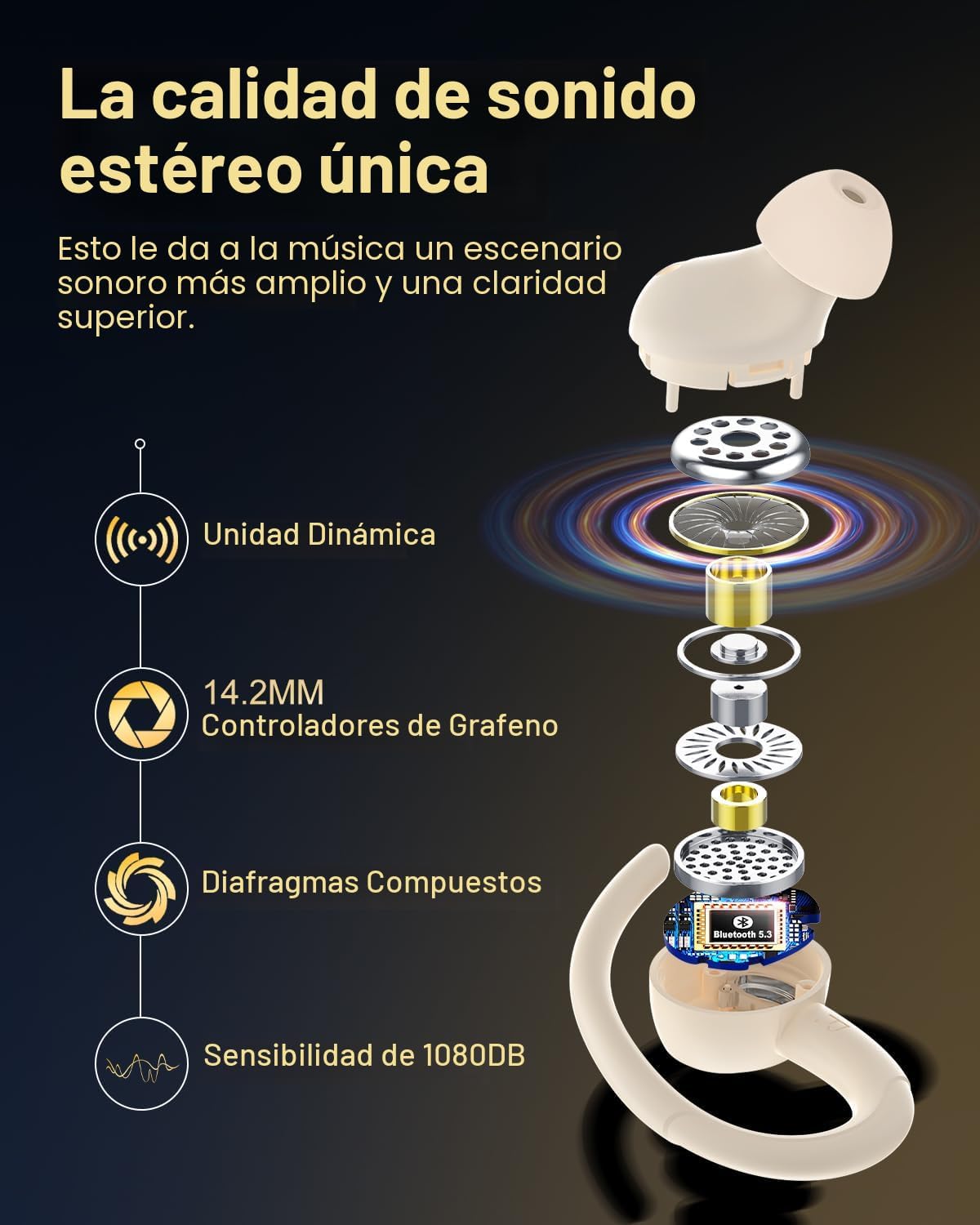 Auriculares inalámbricos, Bluetooth 5.4, auriculares deportivos con...