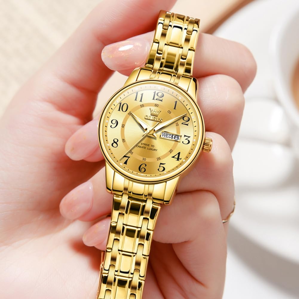 OLEVS Reloj Mujer Reloj Analógico Luminoso Vestido de Acero Inoxida...