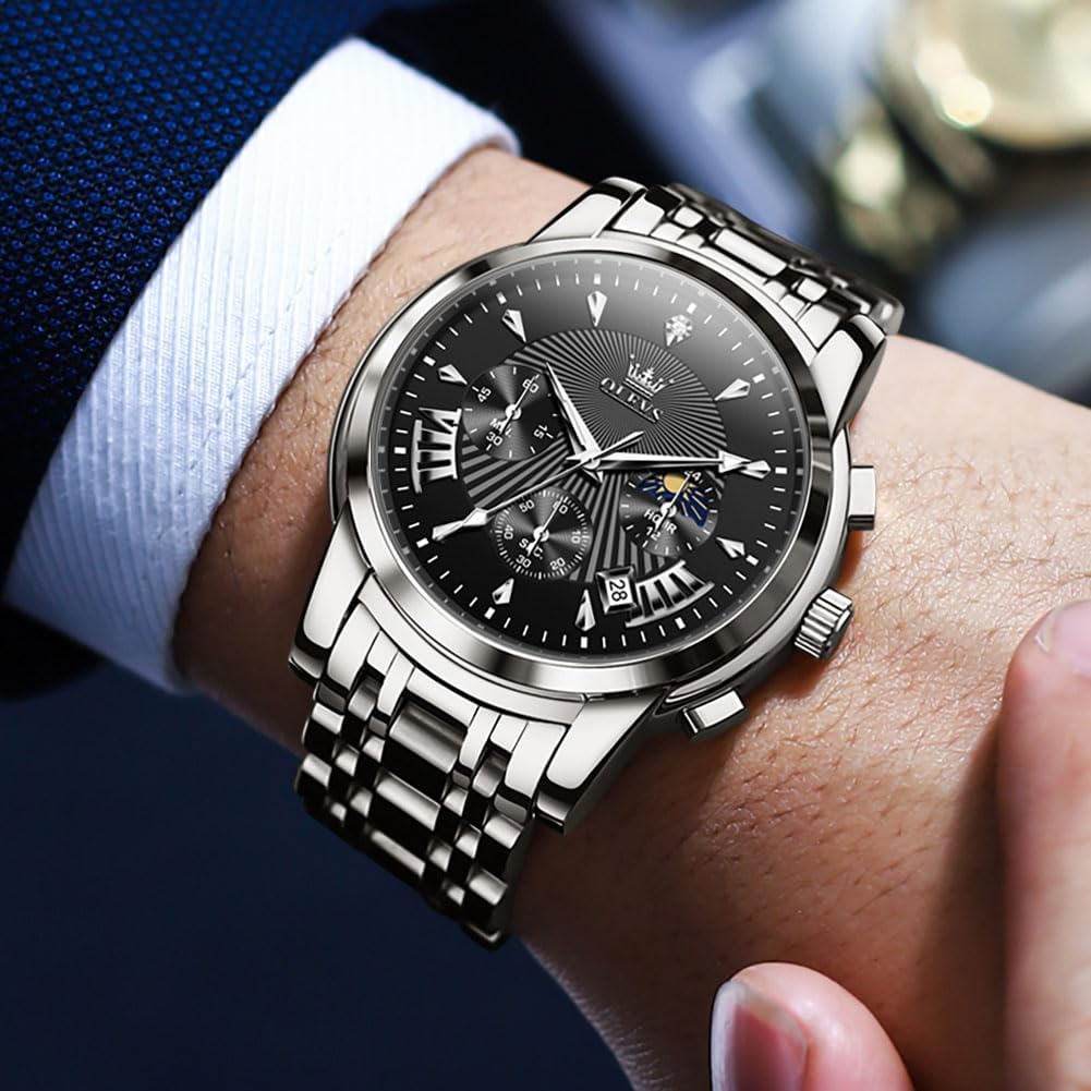 OLEVS Relojes para hombre Relojes de cronógrafo de fácil lectura lu...