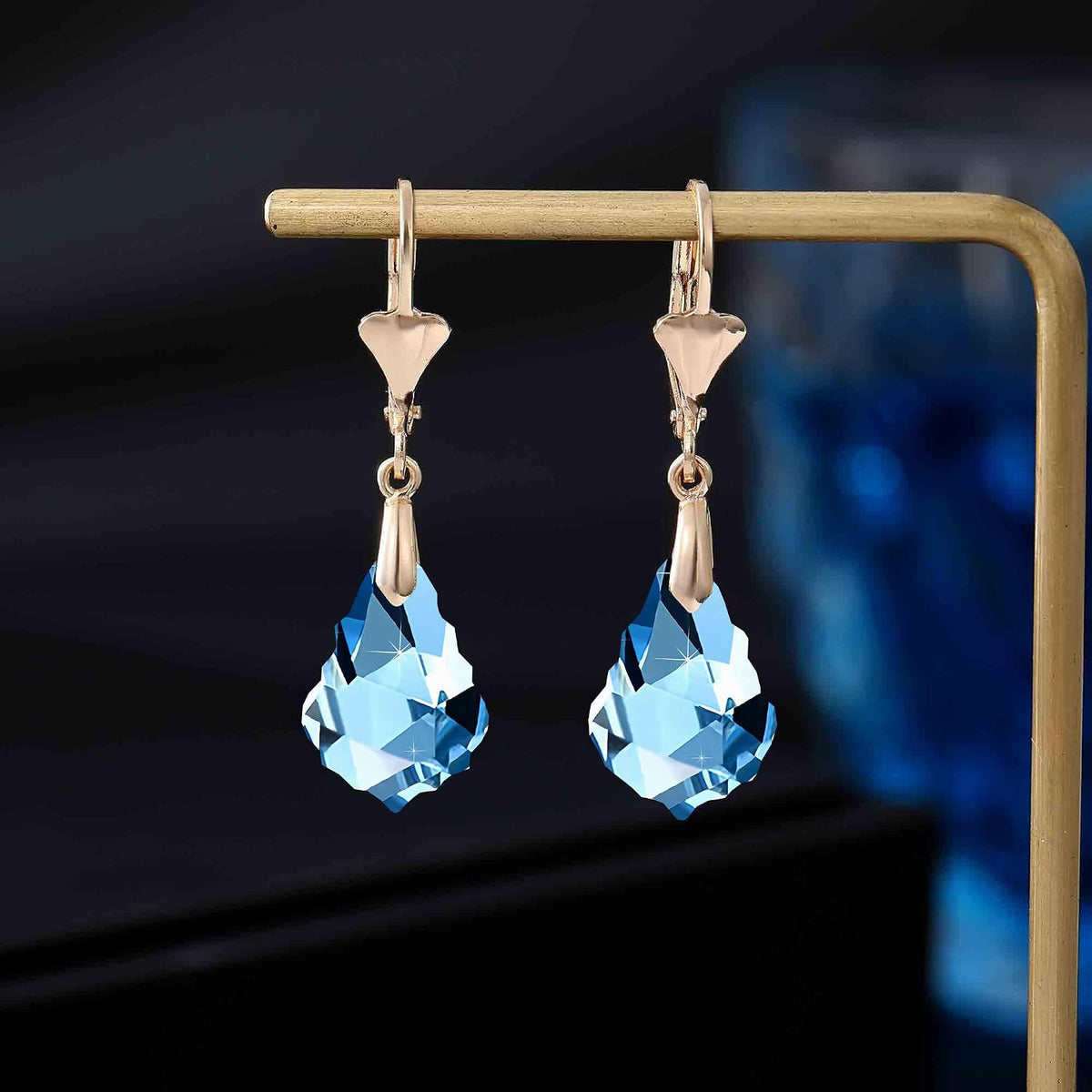 Aretes de cristal austriaco barroco con cierre de palanca para muje...