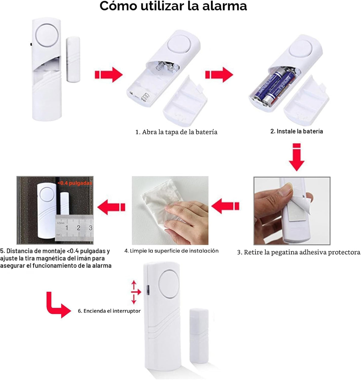 Alarma de puerta y ventana, alarmas de puerta de 90 DB para segurid...
