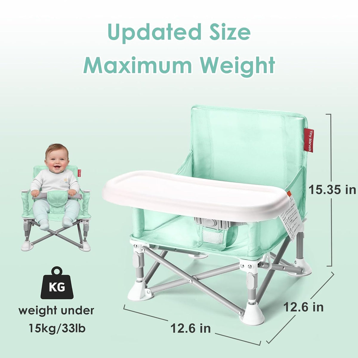 Tiny Marvels Silla de bebé, silla alta portátil para viajes y playa...