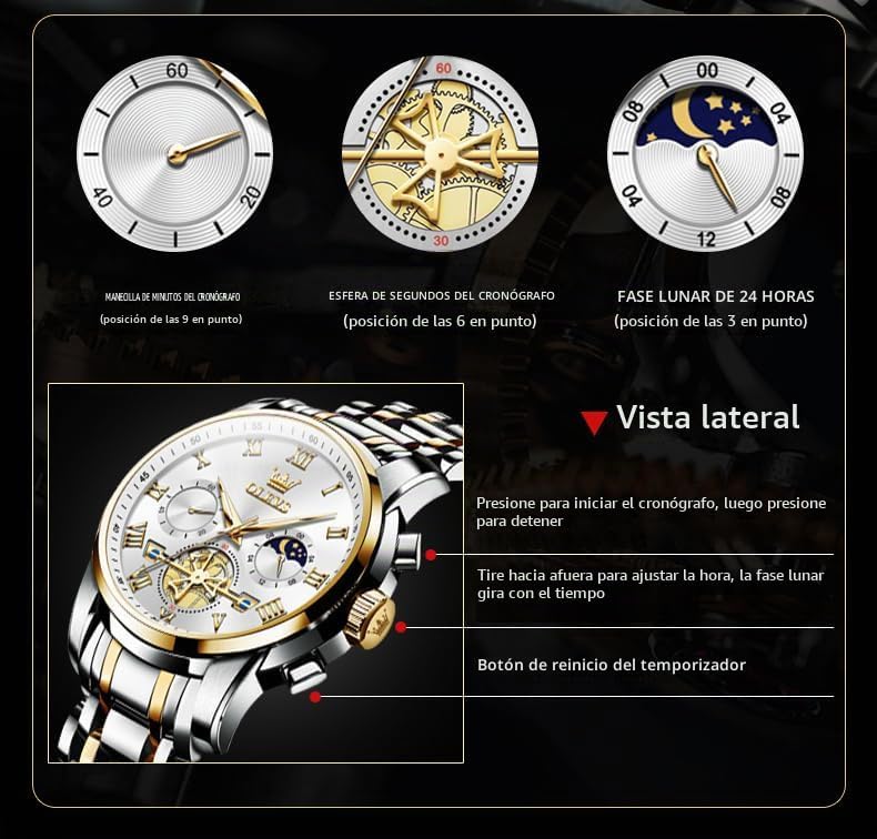OLEVS Relojes para hombre, resistente al agua, de lujo, gran cara,...