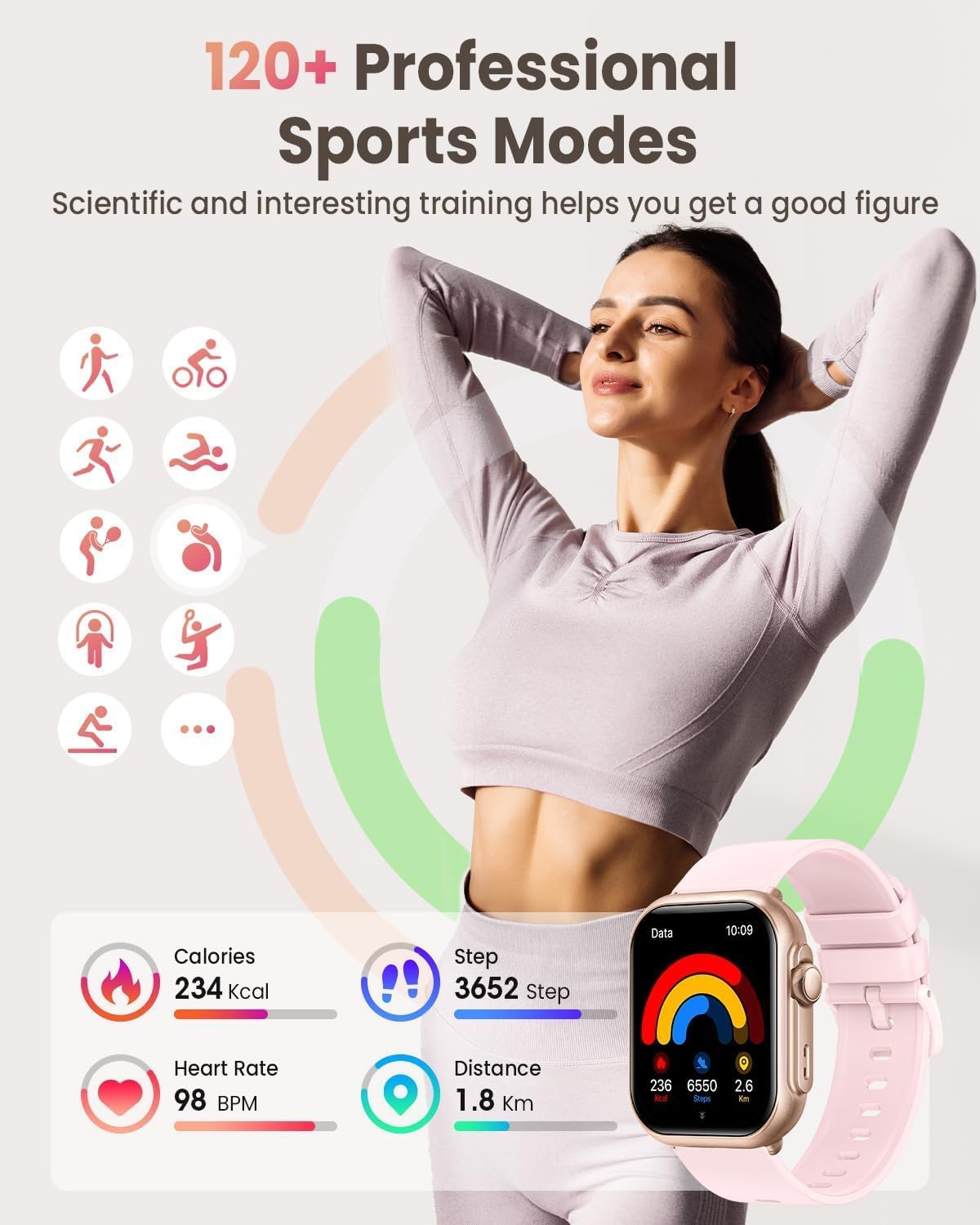 Reloj inteligente para mujer, contestar\/hacer llamadas, rastreador...