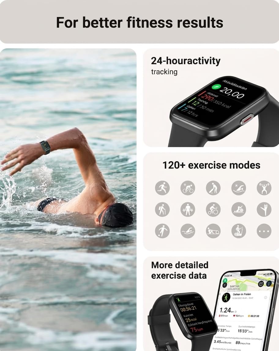 Tensky Reloj inteligente para hombres\/mujeres, Android, iPhone\/Sa...