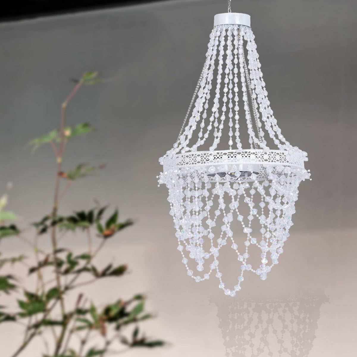 Lámpara de cristal colgante solar para exteriores, luz decorativa p...