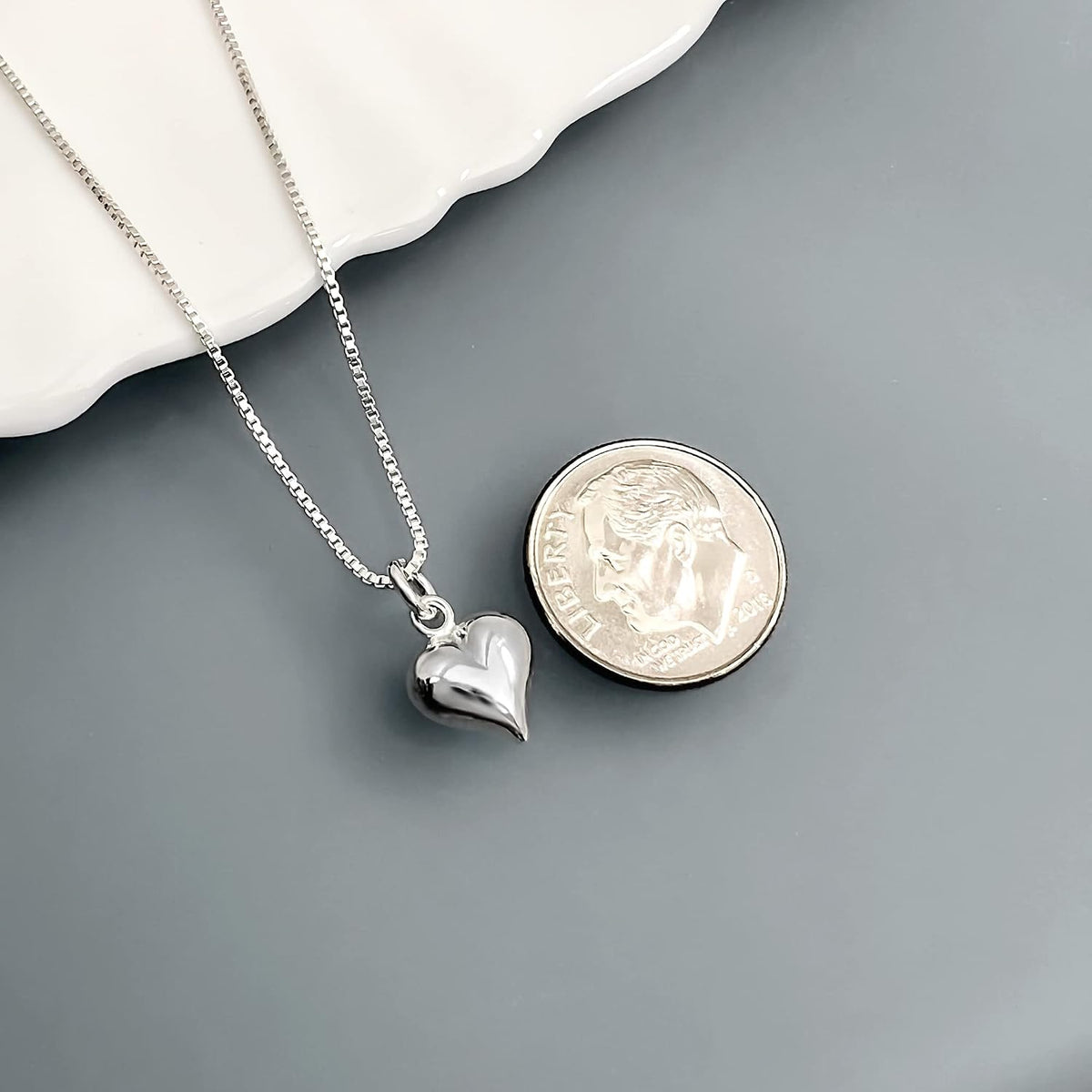 Collar de corazón de plata de ley pequeño, delicado y sutil, regalo...