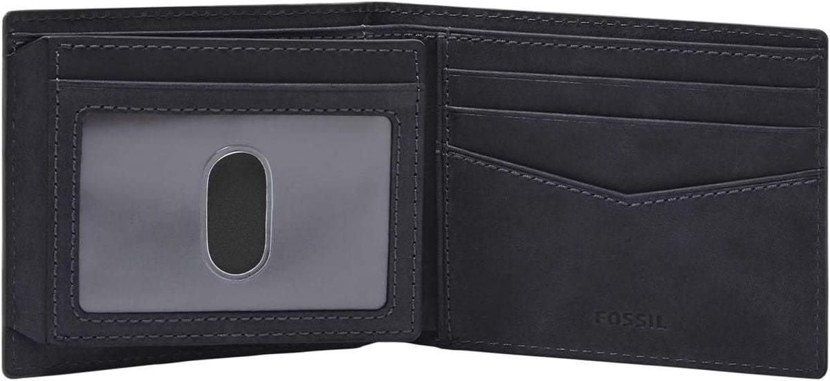 Fossil - Cartera plegable de cuero para hombre con ventana abatible...