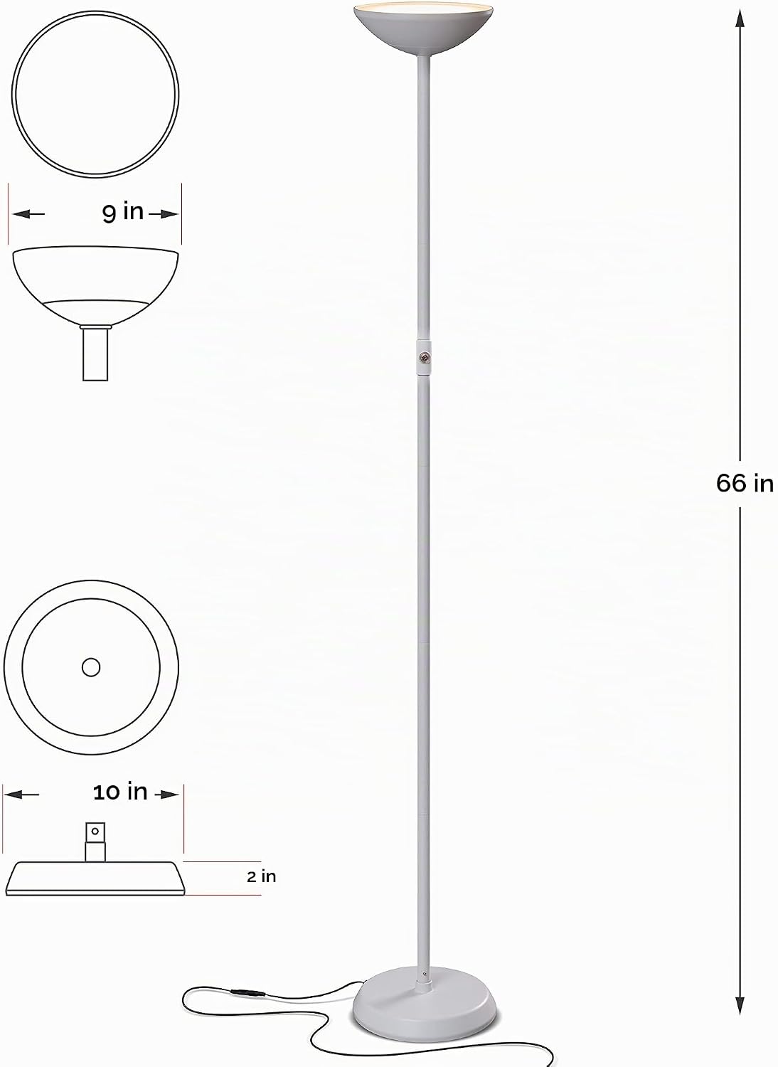 Brightech SkyLite - Lámpara de pie LED, lámpara de pie súper brilla...