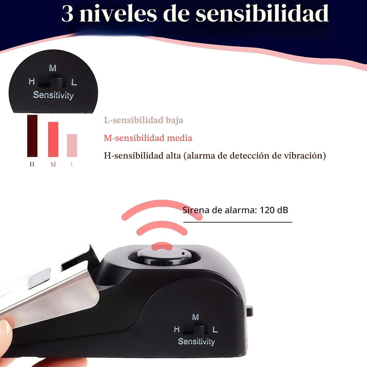 Alarma de tope de puerta, tope de puerta con alarma de seguridad de...
