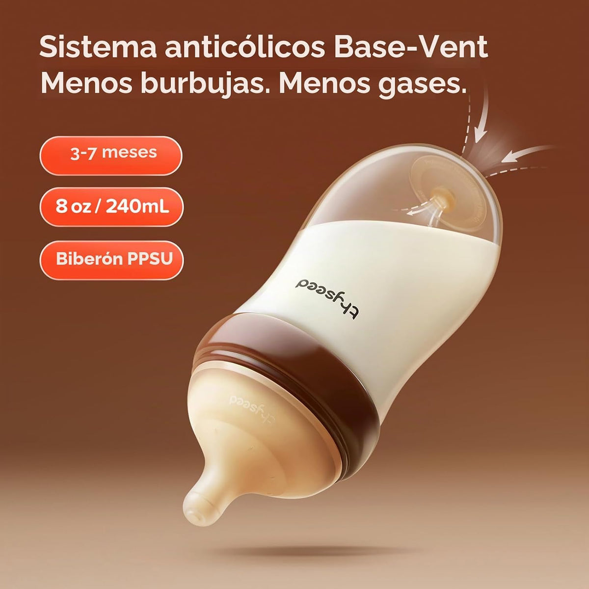 Thyseed PPSU - Biberón anticólico, pezón de flujo lento similar al...