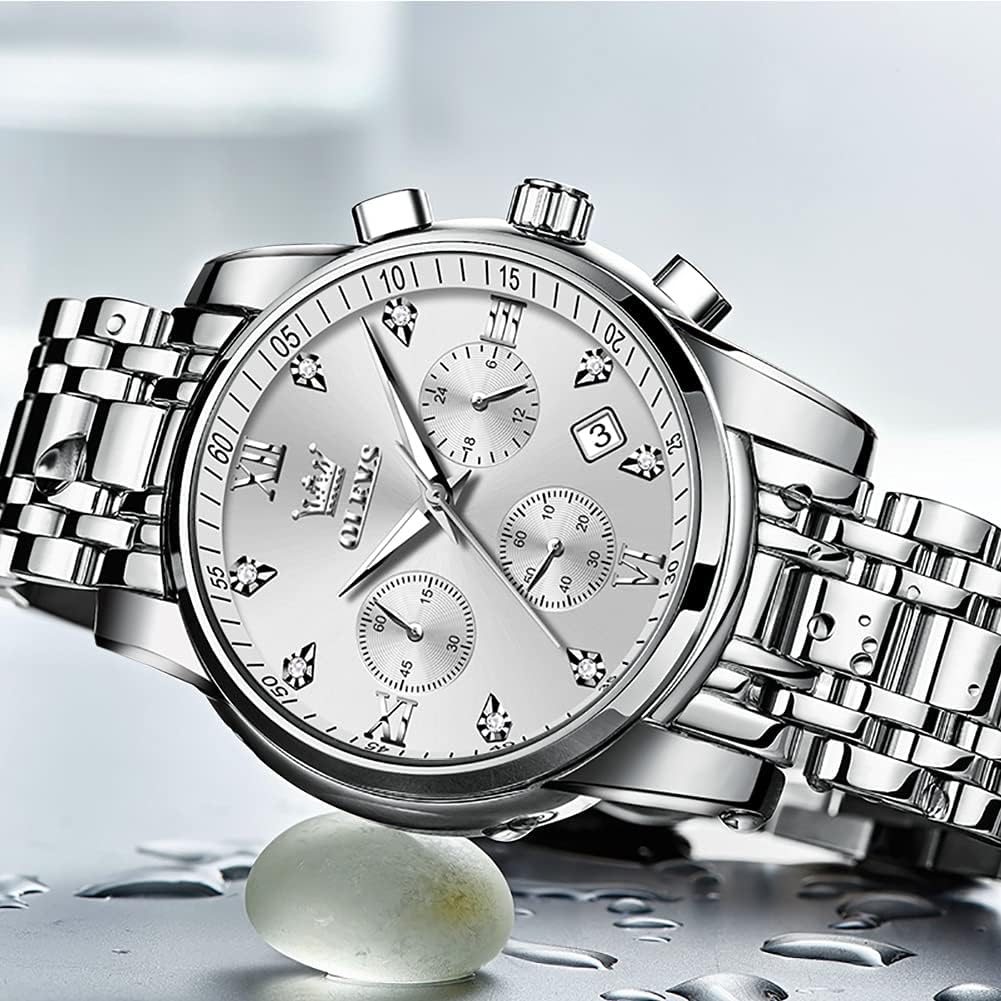 OLEVS Relojes para hombre Relojes de cronógrafo de fácil lectura lu...