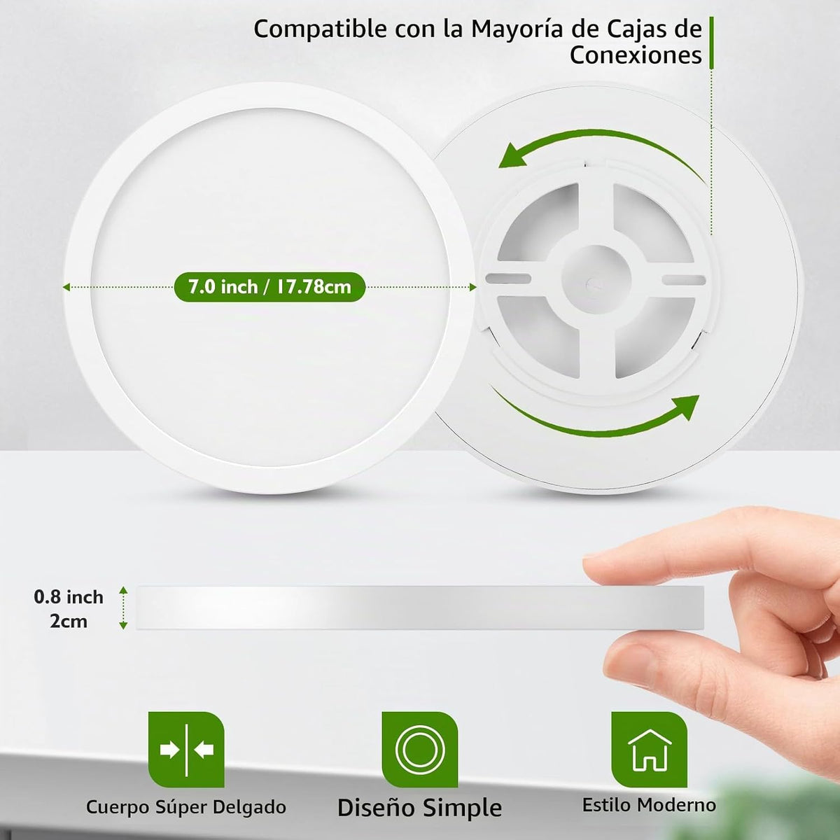 Brightever Lámpara de techo LED de montaje empotrado de 7 pulgadas,...