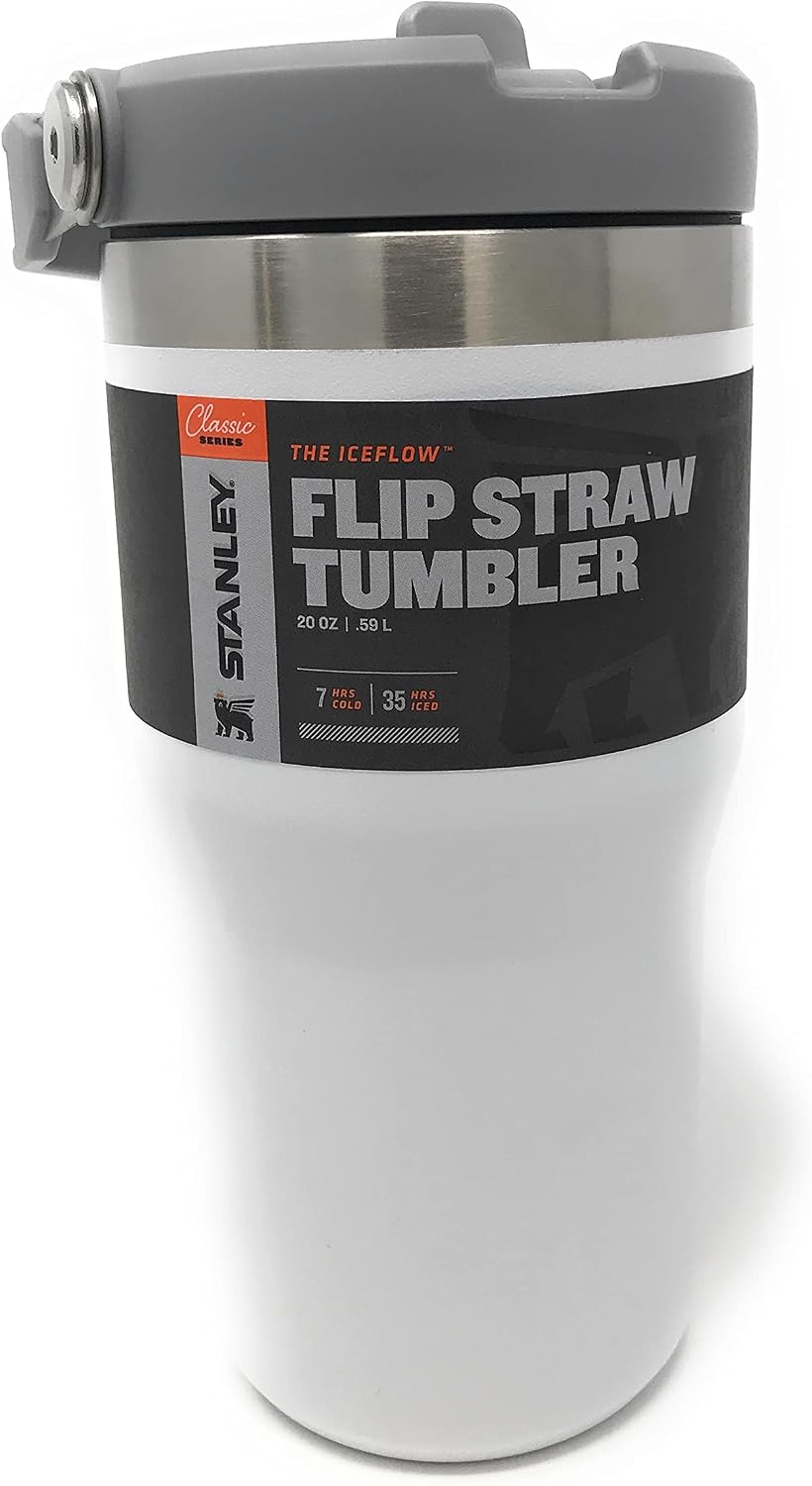 STANLEY Vaso con pajita IceFlow Flip con asa 20 oz | Tapa giratoria...